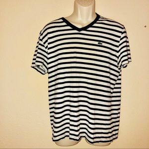 Lacoste V neck striped short sleeve size 5 med